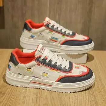 Мужская парусиновая обувь для отдыха на природе, повседневная мужская обувь, парусиновая, дышащая, удобная, белая, со шнуровкой, на толстой подошве, для скейтбординга 39