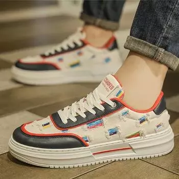 Мужская парусиновая обувь для отдыха на природе, повседневная мужская обувь, парусиновая, дышащая, удобная, белая, со шнуровкой, на толстой подошве, для скейтбординга 39 оранжевый