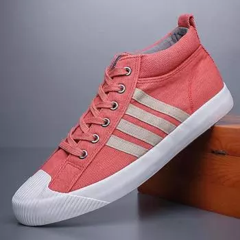 Мужская парусиновая обувь для прогулок на открытом воздухе, нескользящая повседневная обувь 2024 года, модные дышащие высокие мужские кроссовки, летняя новая спортивная обувь 38 красный