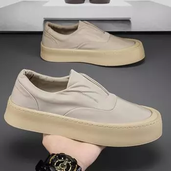 Мужская парусиновая обувь, дышащая, шелковая, ленивая обувь, рабочая обувь с одной педалью, черная обувь для спорта и отдыха на платформе 39 хаки