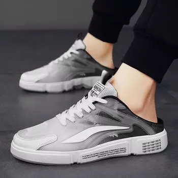 Мужская парусиновая обувь, летний тренд, универсальная, с одной педалью, дышащая, повседневная, мужская, без каблука, полуторослойная, мужская, модная обувь 39