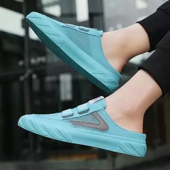 Мужская парусиновая обувь, летняя, дышащая, сетчатая, ленивая, с одной педалью, каблук, полузатягивающаяся, мужская обувь 39 белый