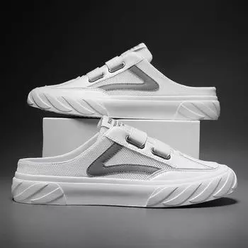 Мужская парусиновая обувь, летняя, дышащая, сетчатая, ленивая, с одной педалью, каблук, полузатягивающаяся, мужская обувь 39 белый