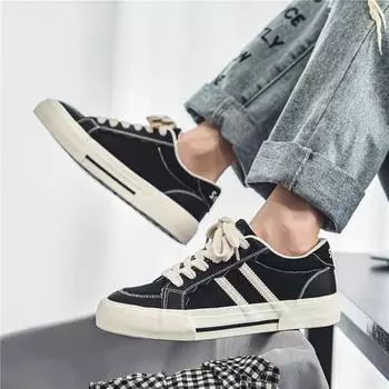 Мужская парусиновая обувь, летняя, дышащая, универсальная, нишевая, дизайн, японская, повседневная обувь для досок, для учеников младших классов, черная, спортивная обувь для прилива 39