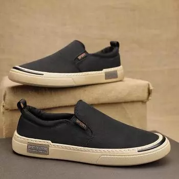 Мужская парусиновая обувь. Модная повседневная обувь. 39 чёрный