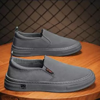 Мужская парусиновая обувь на весну, осень и лето из дышащей ткани. Мужская модная обувь с одной педалью. 39 серый