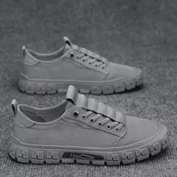 Мужская парусиновая обувь, осенняя повседневная обувь с одной педалью, старая пекинская тканевая обувь, мужская спортивная обувь для работы на доске, черная ледяная шелковая модная обувь 39 серый