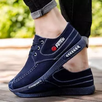 Мужская парусиновая обувь с низким берцем, дышащая повседневная прогулочная обувь на шнуровке для папы, уличная обувь на весну и осень 39 чёрный