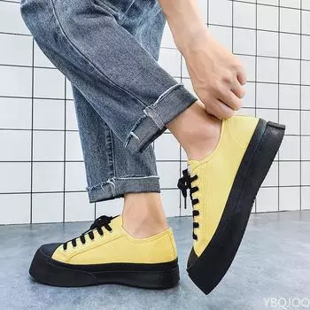 Мужская парусиновая обувь в японском стиле Харадзюку, летняя тонкая дышащая обувь, модная мужская обувь, трендовая дикая новая обувь на толстой подошве 39 бежевый