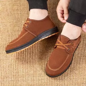 Мужская парусиновая обувь в старом Пекине, мужские летние классические лоферы, мужская повседневная обувь, дышащая прогулочная мужская обувь на плоской подошве, кроссовки 39 чёрный