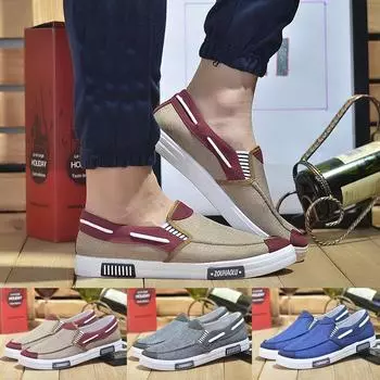 Мужская парусиновая повседневная обувь на плоской подошве, дышащая, удобная, мягкая, легкая обувь 43 синий