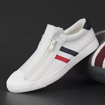 Мужская парусиновая повседневная обувь, уличные бежевые кроссовки, мужские модные двухрядные боковые молнии, дизайнерские лоферы, легкая прогулочная обувь для мужчин 38