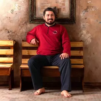 Мужская пижама из двух предметов с длинным рукавом, ночная рубашка, штаны с высокой талией, повседневная мужская одежда для сна