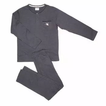 Мужская пижама с длинным рукавом и воротником на пуговицах Cleveland Man CHEVIGNON M серый