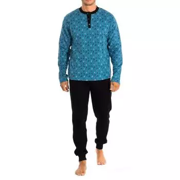 Мужская пижама с длинными рукавами KL30175, Домашняя одежда, Одежда для сна, Мужские пижамы L синий