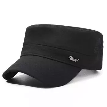 Мужская плоская шляпа для отдыха на природе для пап среднего возраста, дышащая солнцезащитная кепка, кепка с козырьком от солнца, кепка для рыбалки на природе чёрный