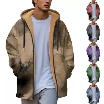 Мужская плотная куртка с карманами на молнии и карманами, вставленными в хлопковую куртку XXL хаки