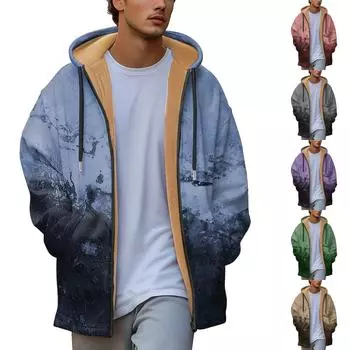 Мужская плотная куртка с карманами на молнии и карманами, вставленными в хлопковую куртку L зелёный