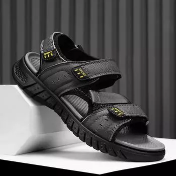 Мужская пляжная обувь, новинка 2024 года, летняя спортивная уличная дышащая нескользящая легкая повседневная мужская обувь больших размеров 38 чёрный