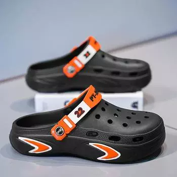 Мужская пляжная обувь, обувь с отверстиями, тапочки, обувь для путешествий, повседневные сандалии 40 чёрный