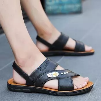 Мужская пляжная обувь с открытым носком, сандалии, высококачественные нескользящие мужские тапочки, дышащая мужская обувь для двух видов применения, мужская летняя уличная обувь 39 коричневый