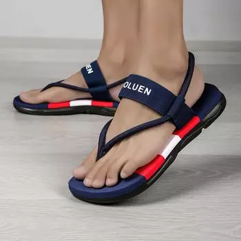 Мужская пляжная обувь, сандалии, летние мужские уличные модные нескользящие тапочки, уличные тапочки двойного назначения с разделенным носком 37 чёрный