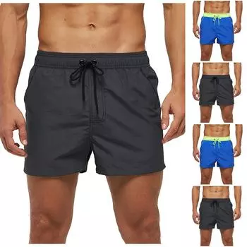 Мужская пляжная одежда, брюки для серфинга, молния на заднем кармане, однотонный цвет, 3 штана, быстросохнущие, водонепроницаемые, плавки L синий