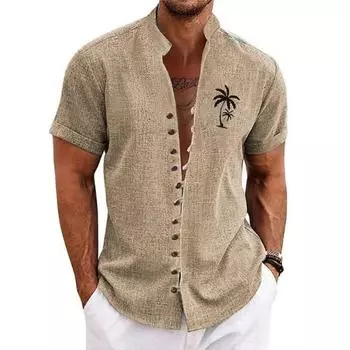 Мужская пляжная трендовая рубашка на пуговицах с принтом дерева, повседневные летние удобные повседневные рубашки с воротником-стойкой S