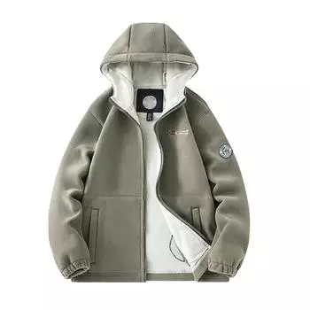 Мужская плюшевая и утолщенная двухсторонняя повседневная свободная куртка большого размера L хаки