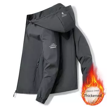 Мужская плюшевая куртка с капюшоном 2024 года — модная повседневная деловая одежда на весну и осень L