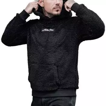 Мужская плюшевая толстовка с длинными рукавами, толстая стильная куртка с капюшоном, теплая мужская пуловерная куртка на зиму и осень L