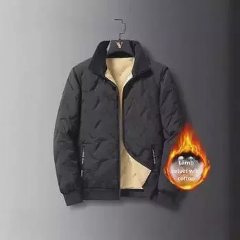 Мужская плюшевая ветрозащитная овчинная куртка, утолщенный хлопок, большой размер, универсальная, теплая зимняя куртка 5XL темно-серого