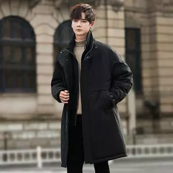 Мужская поддельная двухкомпонентная куртка-пуховик средней и длинной длины, утолщенная зимняя новая повседневная куртка для активного отдыха M чёрный