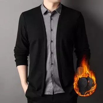 Мужская поддельная рубашка из двух частей с флисовым деловым утолщенным термолацканом Поддельная рубашка из двух частей M