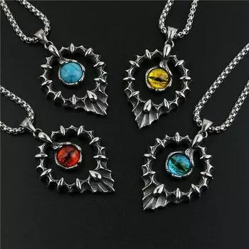 Мужская подвеска Punk Hell Evil Red Eye из нержавеющей стали 316l с цепочкой для ожерелья - C123 60cm красный