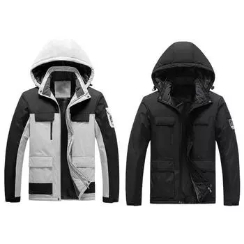 Мужская походная куртка на молнии от дождя, водонепроницаемое пальто, теплая верхняя одежда с капюшоном L чёрный