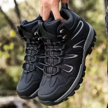 Мужская походная обувь 39–46, уличная походная обувь для приключений, походная обувь с высоким берцем, зимняя обувь, износостойкие зимние ботинки 39 чёрный