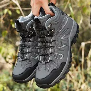 Мужская походная обувь большого размера 45,46. Походная обувь с высоким берцем. Зимние зимние ботинки. 39 чёрный