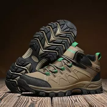 Мужская походная обувь для активного отдыха на весну и осень, большие походные туфли с высоким верхом, нескользящая спортивная обувь для бега и города, 39 чёрный