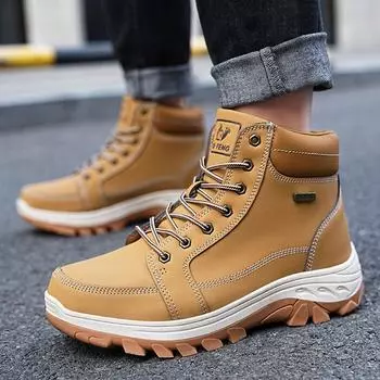 Мужская походная обувь для горных восхождений в пустыне, классические кроссовки для активного отдыха, нескользящие высокие ботинки, удобные треккинговые ботинки 39 чёрный