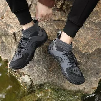 Мужская походная обувь Кроссовки для бега по пересеченной местности Стильные нескользящие кроссовки для фитнеса, ходьбы и бега EU:45 темно-синий