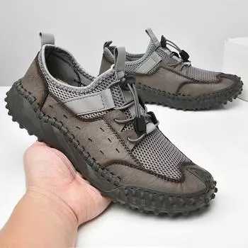Мужская походная обувь Мужские ботинки Уличные горные ботинки Нескользящая дышащая обувь для скалолазания Трекинговая обувь Большие размеры 38-46 Удобный верх 38 серый