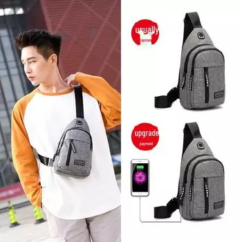 Мужская походная сумка через плечо USB на груди - многофункциональная маленькая сумка-мессенджер Single layer серый