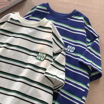 Мужская полосатая футболка свободного кроя в стиле ретро — модный дизайн лета 2022 года M