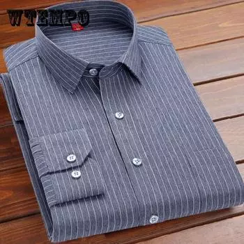 Мужская полосатая рубашка, деловые футболки, повседневная свободная рубашка на пуговицах, однотонное эластичное нижнее белье с длинным рукавом, тонкий топ, мужская одежда XXXL синий