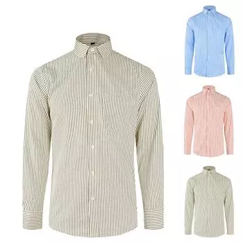 Мужская полосатая рубашка, мужская повседневная деловая рубашка с лацканами и длинным рукавом, облегающий мужской топ S белый