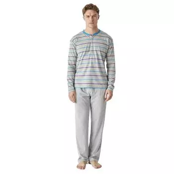 Мужская полузакрытая хлопковая пижама с длинными рукавами JJBEP5500 L серый
