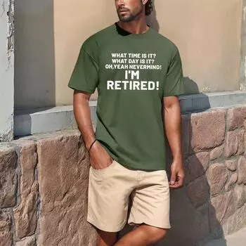 Мужская популярная футболка с принтом, круглым вырезом и коротким рукавом L армия зеленый