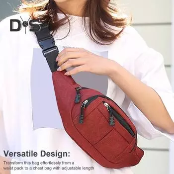 Мужская поясная сумка для телефона, устойчивая к брызгам, эластичный регулируемый поясной ремень, несколько отделений, застежка-молния, сумка на пояс для бега, езды на велосипеде чёрный