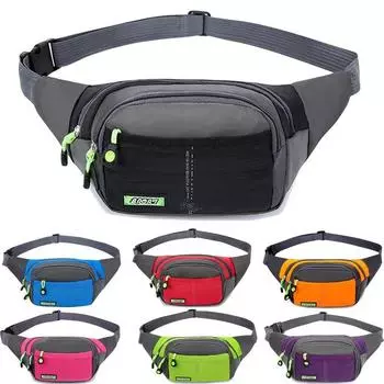 Мужская поясная сумка Холщовая сумка Большой емкости Водная пульсация 7 цветов Нагрудная сумка Спортивные сумки для телефонов Модная многофункциональная уличная водонепроницаемая сумка на пояс One Size чёрный